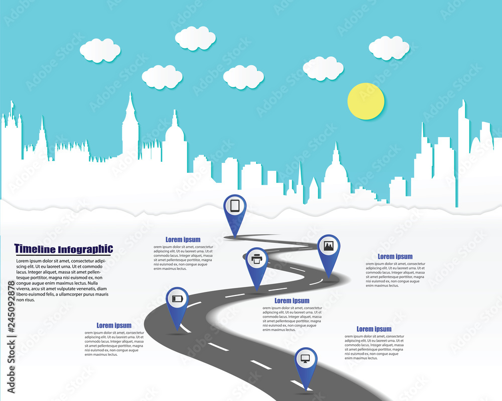 city scape road map business infographic icon vector Stock Vector