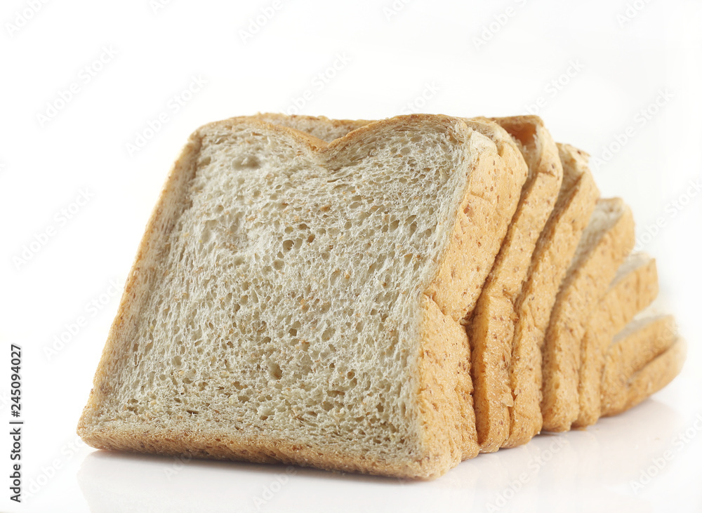 Sliced whole wheat bread on white background Sliced whole wheat bread on white background