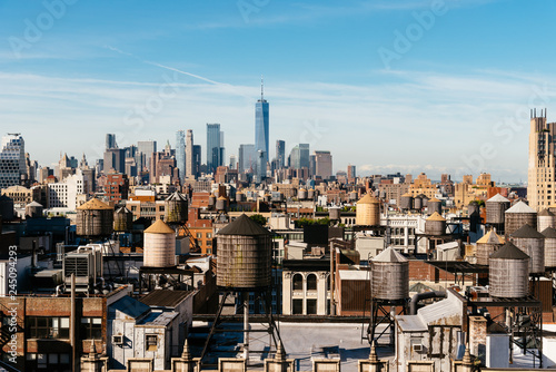 Photography High angle view of the skyline of Manhattan