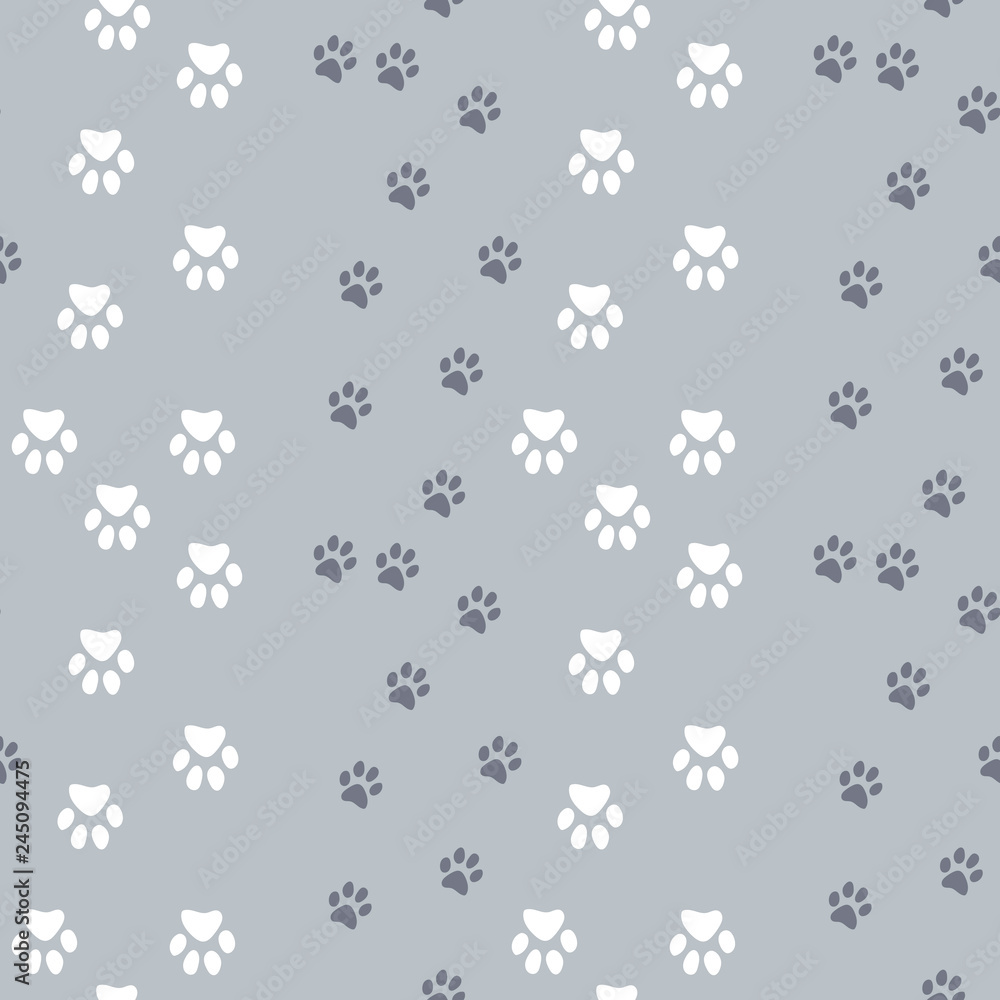 Vector seamless pattern with cat or dog,kitten or puppy footprints. Can be used for wallpaper,fabric, web page background, surface textures. Vector seamless pattern with cat or dog,kitten or puppy footprints. Can be used for wallpaper,fabric, web page background, surface textures.