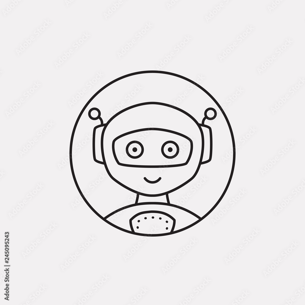 Robot face line logo. Vector symbol.