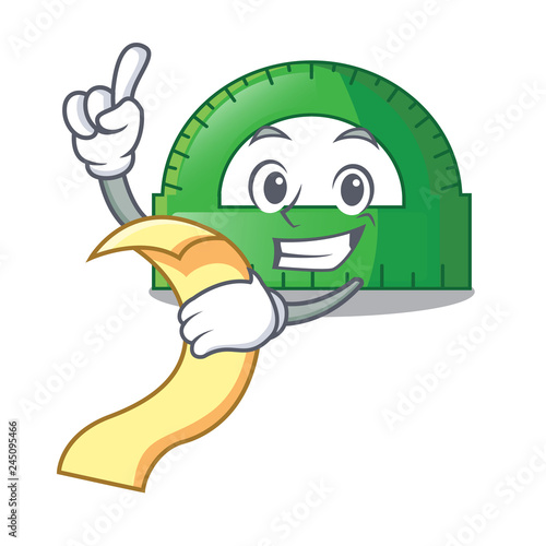With menu protractor on a the mascot table