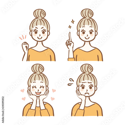 女性　表情　セット