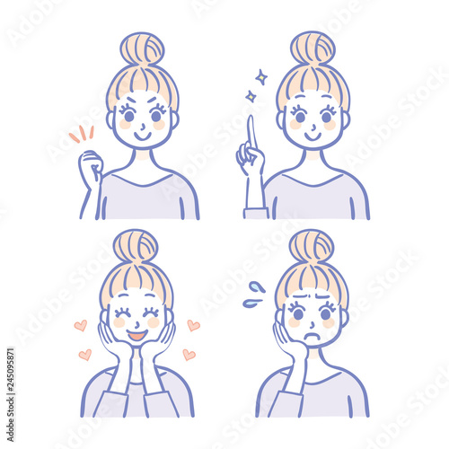 女性　表情　セット