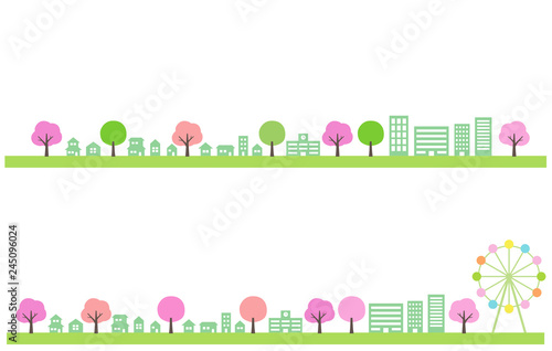 Spring Townscape illustration set