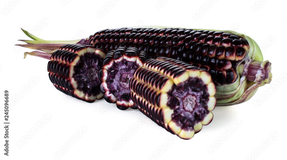 Siam Ruby Queen is super sweet corn with red color, can be eaten fresh, isolated on a white background with clipping path Siam Ruby Queen is super sweet corn with red color, can be eaten fresh, isolated on a white background with clipping path