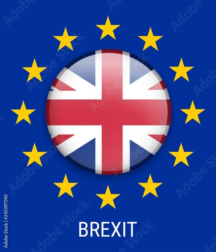 Brexit referendum concept with  Flags of Great Britain and European Union.