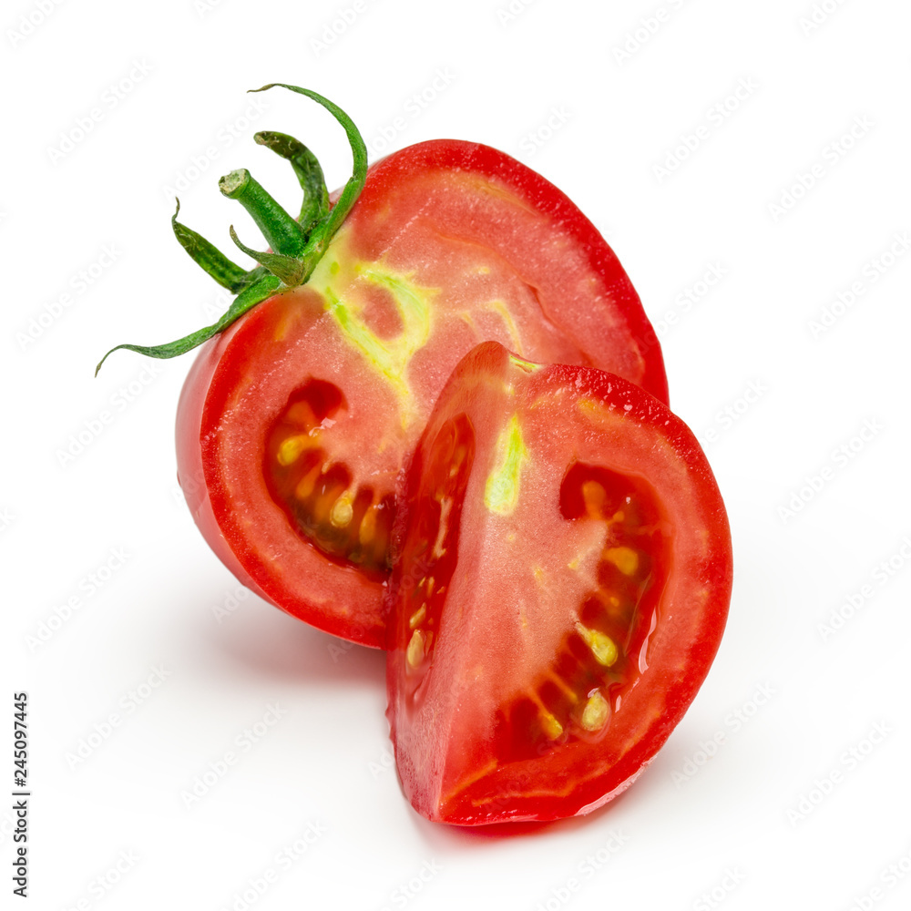 red tomato vegetable with cut isolated on white background red tomato vegetable with cut isolated on white background