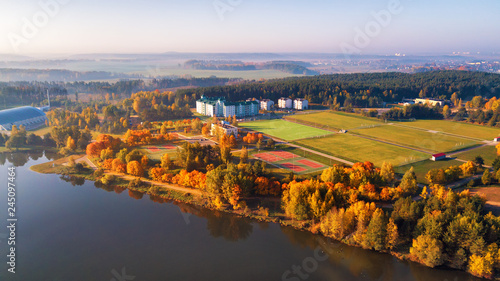 Aerial view of sport center 2019 European Games in Minsk, Belarus.