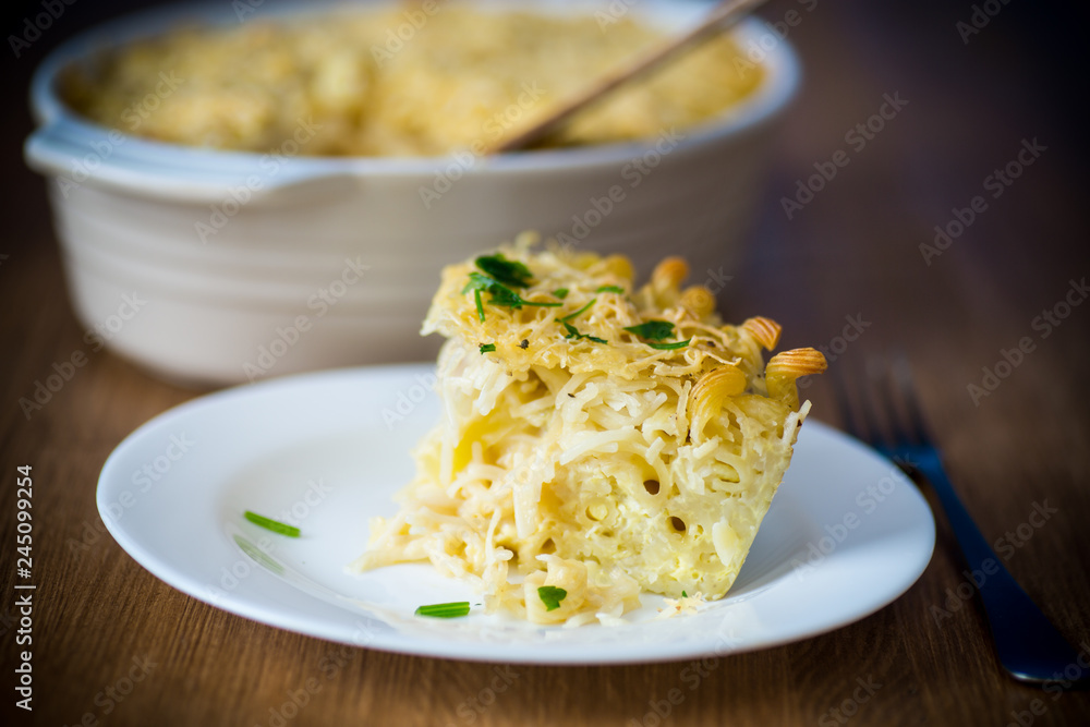 noodle and egg casserole on a plate noodle and egg casserole on a plate