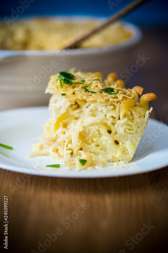 noodle and egg casserole on a plate