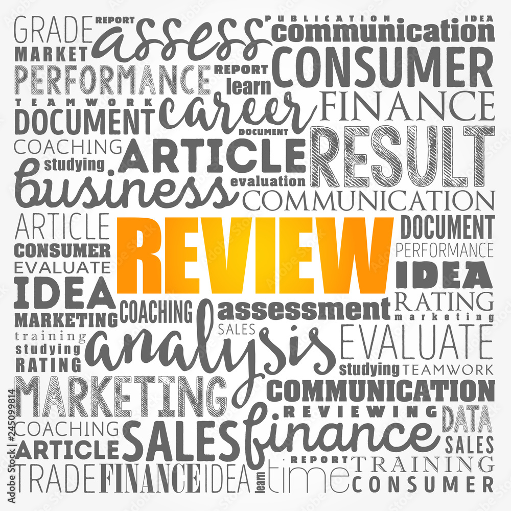 Review word cloud collage, business concept background