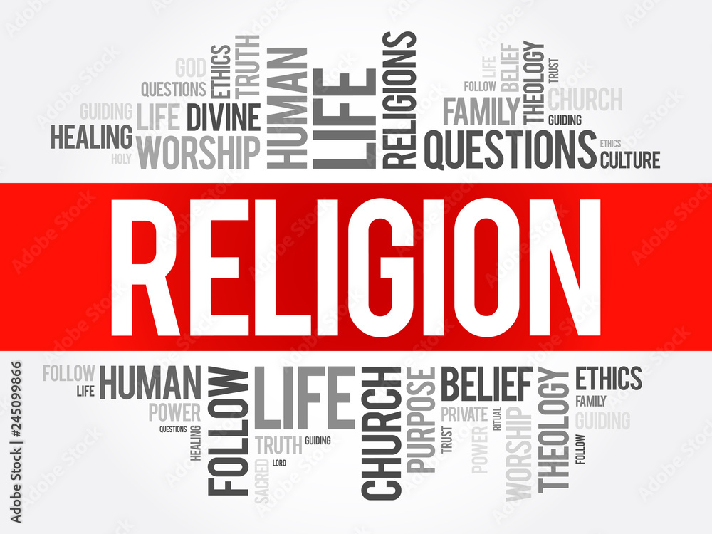Fototapeta premium Religion word cloud collage, social concept background