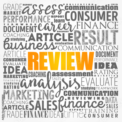 Review word cloud collage, business concept background