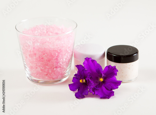 face cream and sea violet-scented bath salt