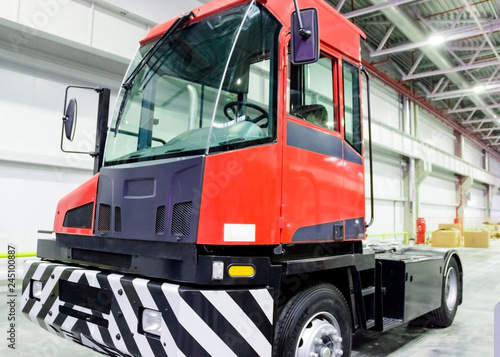 red truck for transportation at the factory