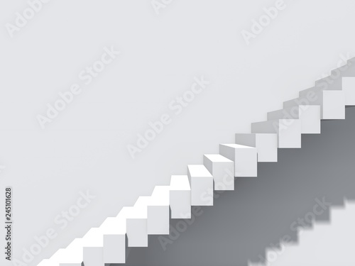 Conceptual stair on wall background building or architecture as metaphor to business success, growth, progress or achievement. 3D illustration of creative steps riseing up to the top as vision design