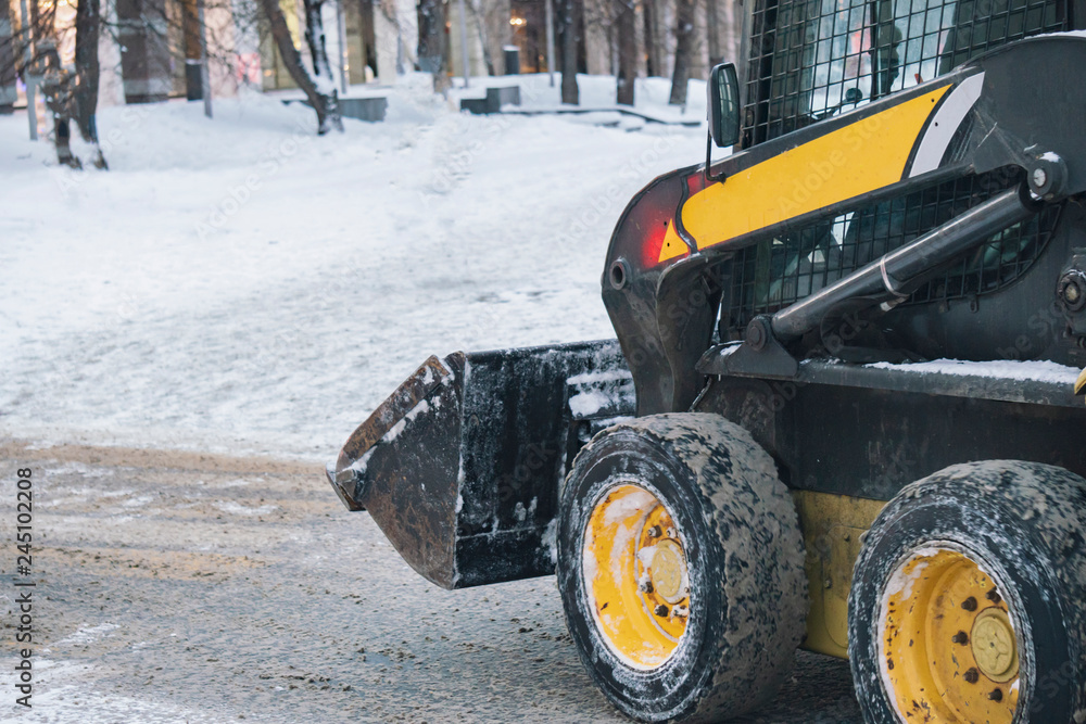 snow cleaning machine work hard in city streets b snow cleaning machine work hard in city streets b