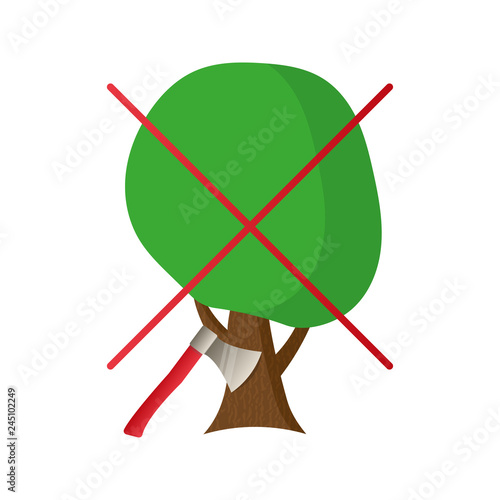 The sign of the ban on cutting trees vector illustration