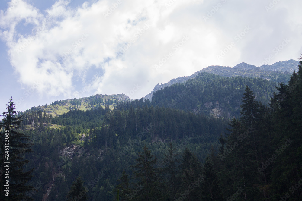 Beautiful nature of Austria wonderful landskape river, mountains, waterfall, forests