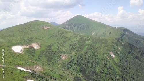 Aerial view of the summer mountain landscape. Carpathians. Ukraine
