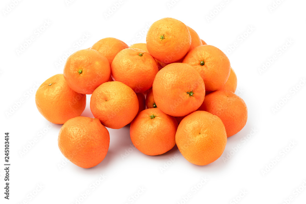 Ripe mandarin citrus isolated on white background