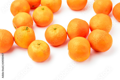 Ripe mandarin citrus isolated on white background