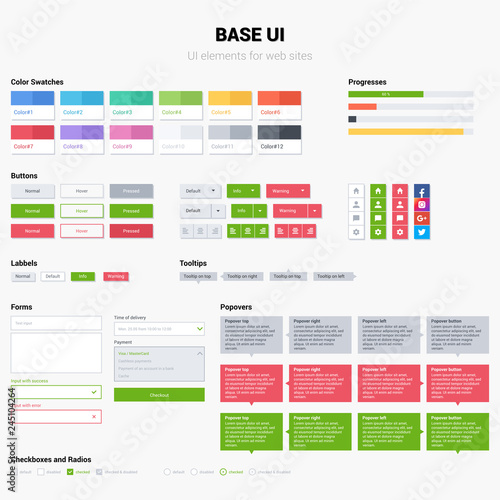 UI kit web template. Vector elements. Easy change.