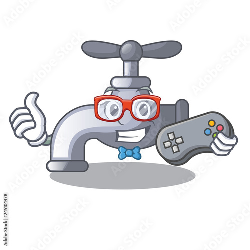 Gamer water tap isolated on the character