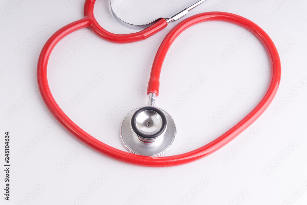 Stethoscope On White Background with selective focus and crop fragment Stethoscope On White Background with selective focus and crop fragment