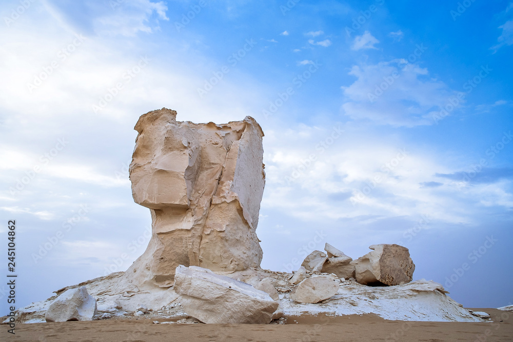 The limestone formation rocks in the White Desert, Egypt