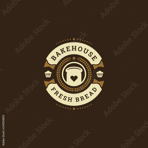 Bakery badge or label retro vector illustration.