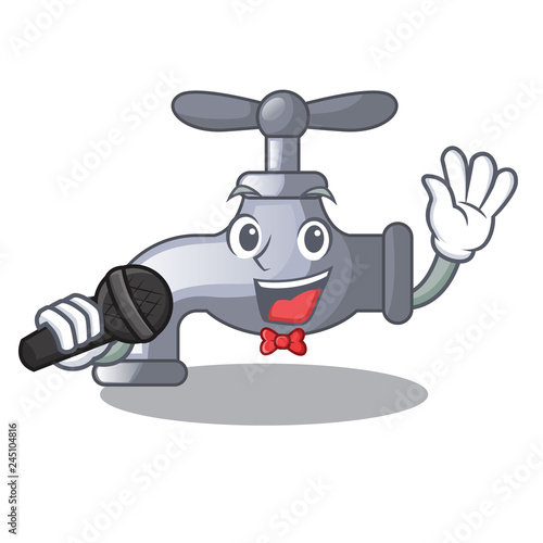 Singing water tap isolated on the character