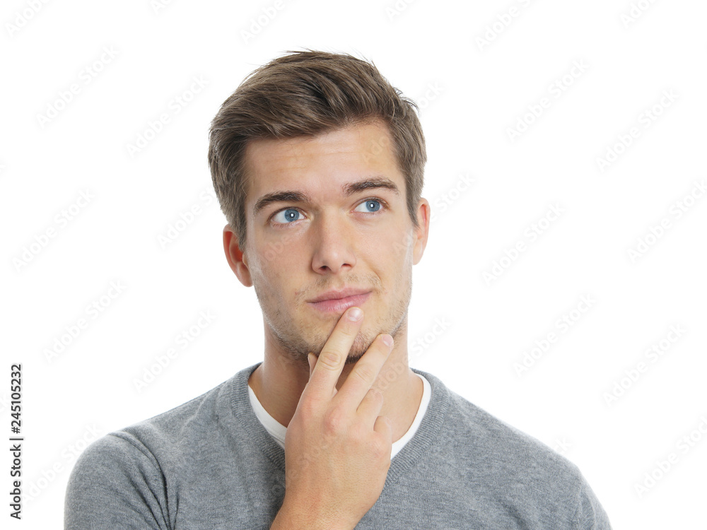 young man thinking. isolated on white background young man thinking. isolated on white background