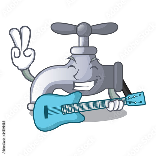 With guitar water tap isolated on the character
