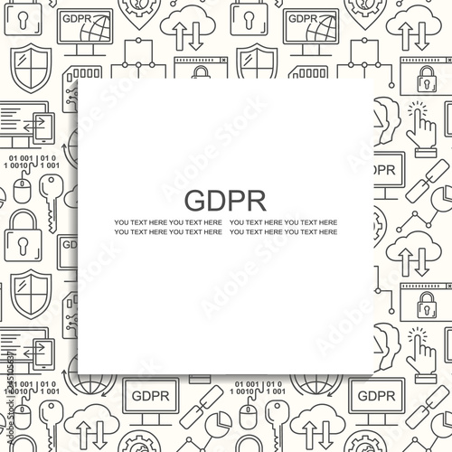 Vector line style seamless internet security pattern. General Data protection linear concept. Web privacy and safety outlune background. photo