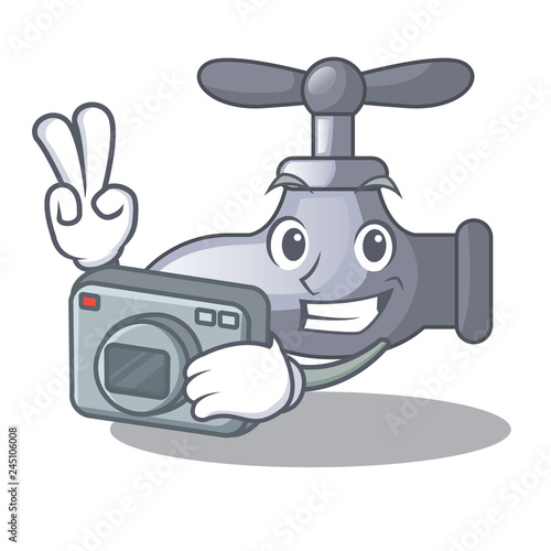 Photographer water tap isolated on the character