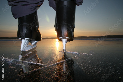man scating on the frozen lake