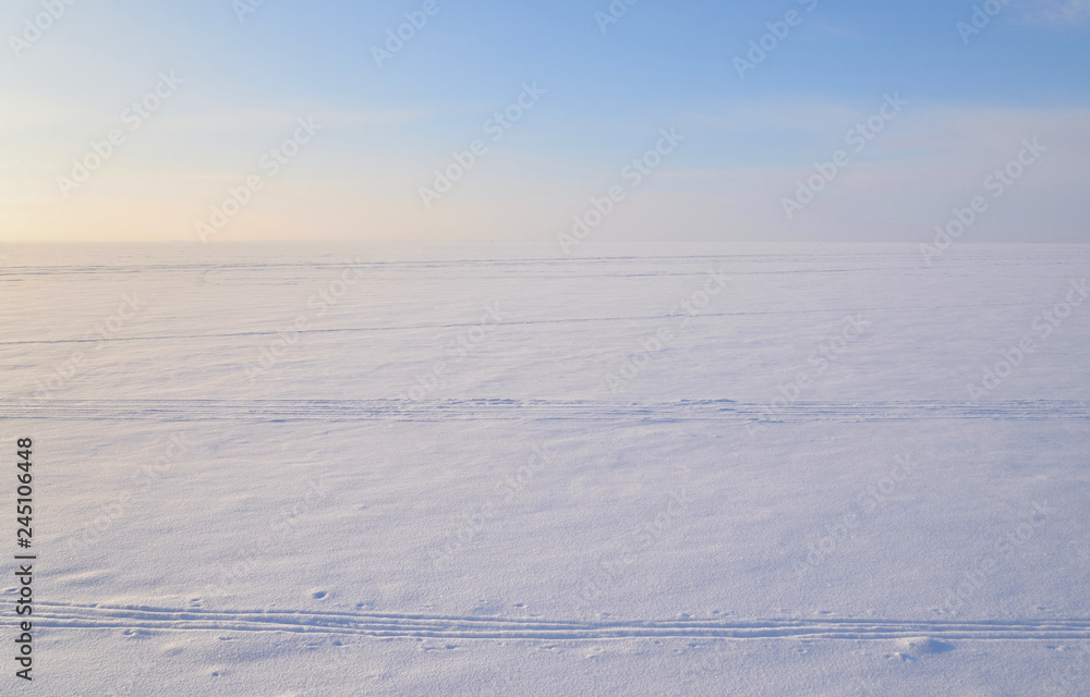 Frozen Baltic Sea at winter.