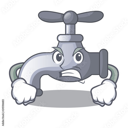 Angry water tap isolated on the character