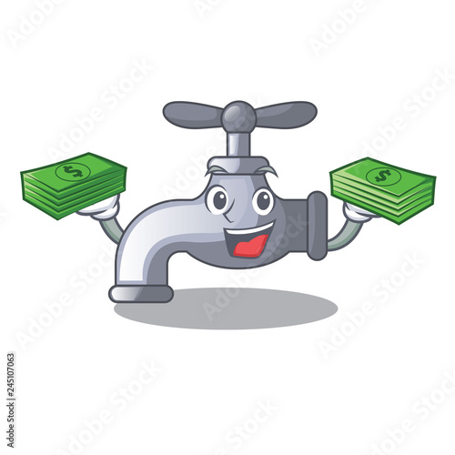 With money bag water tap isolated on the character