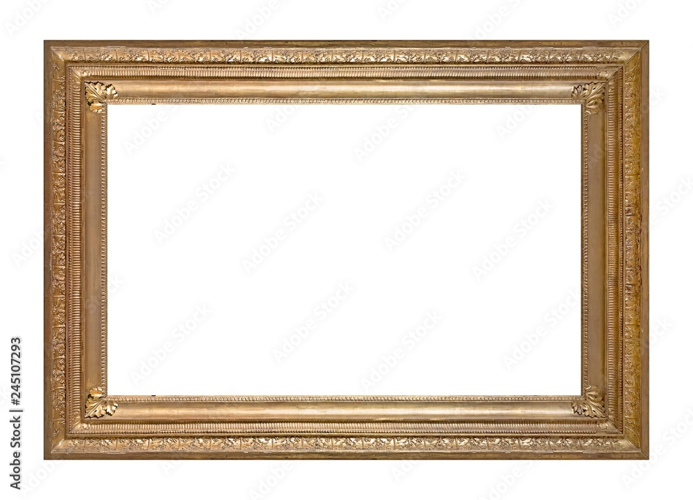 Golden frame for paintings, mirrors or photo isolated on white background Golden frame for paintings, mirrors or photo isolated on white background