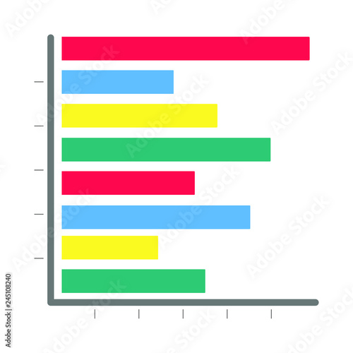 Modern diagram horisontal bars flat style design infographics icon sign vector illustration isolated on white background.