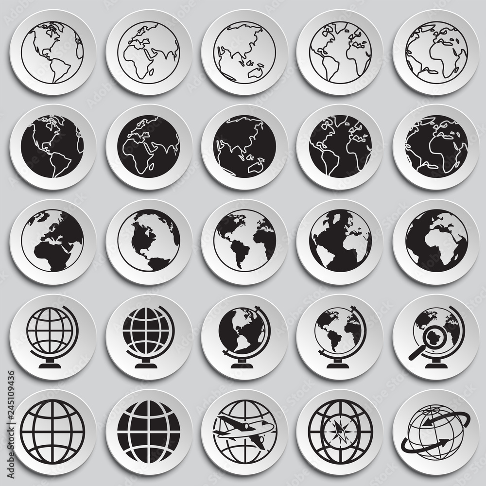 Globe icons on plates background for graphic and web design, Modern simple vector sign. Internet concept. Trendy symbol for website design web button or mobile app