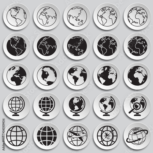 Globe icons on plates background for graphic and web design, Modern simple vector sign. Internet concept. Trendy symbol for website design web button or mobile app