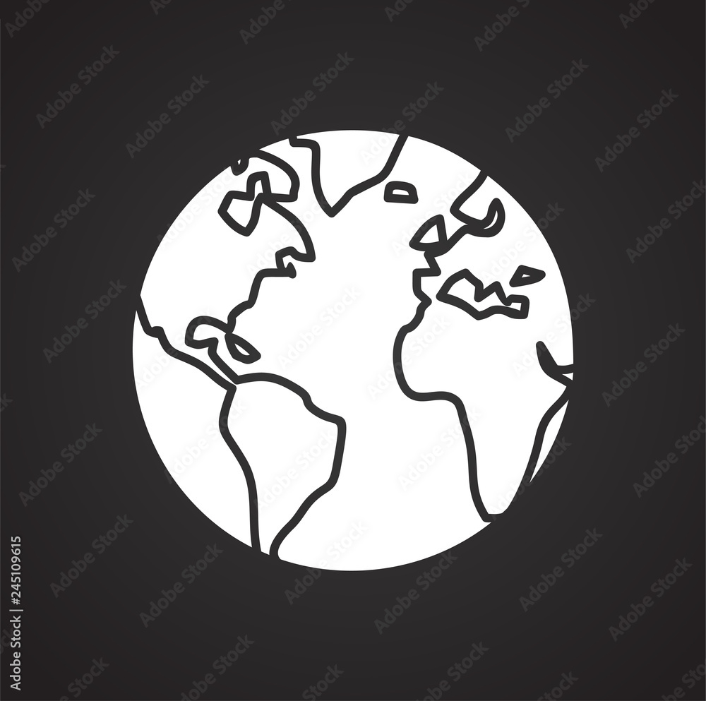 Globe icon on black background for graphic and web design, Modern simple vector sign. Internet concept. Trendy symbol for website design web button or mobile app Globe icon on black background for graphic and web design, Modern simple vector sign. Internet concept. Trendy symbol for website design web button or mobile app