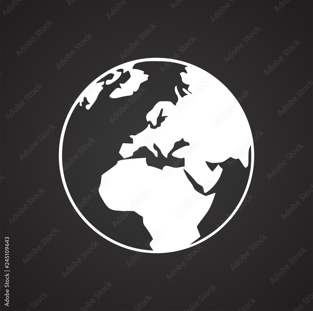 Globe icon on black background for graphic and web design, Modern simple vector sign. Internet concept. Trendy symbol for website design web button or mobile app Globe icon on black background for graphic and web design, Modern simple vector sign. Internet concept. Trendy symbol for website design web button or mobile app