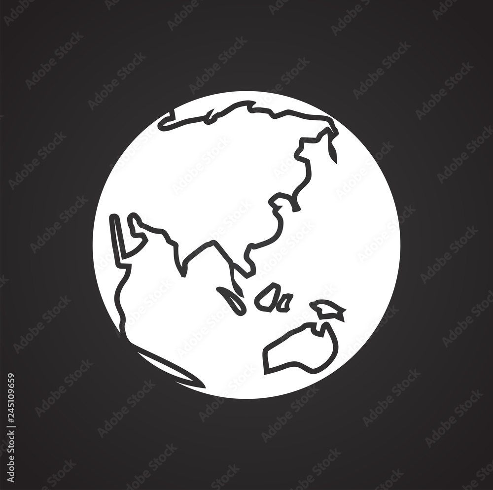 Globe icon on black background for graphic and web design, Modern simple vector sign. Internet concept. Trendy symbol for website design web button or mobile app Globe icon on black background for graphic and web design, Modern simple vector sign. Internet concept. Trendy symbol for website design web button or mobile app