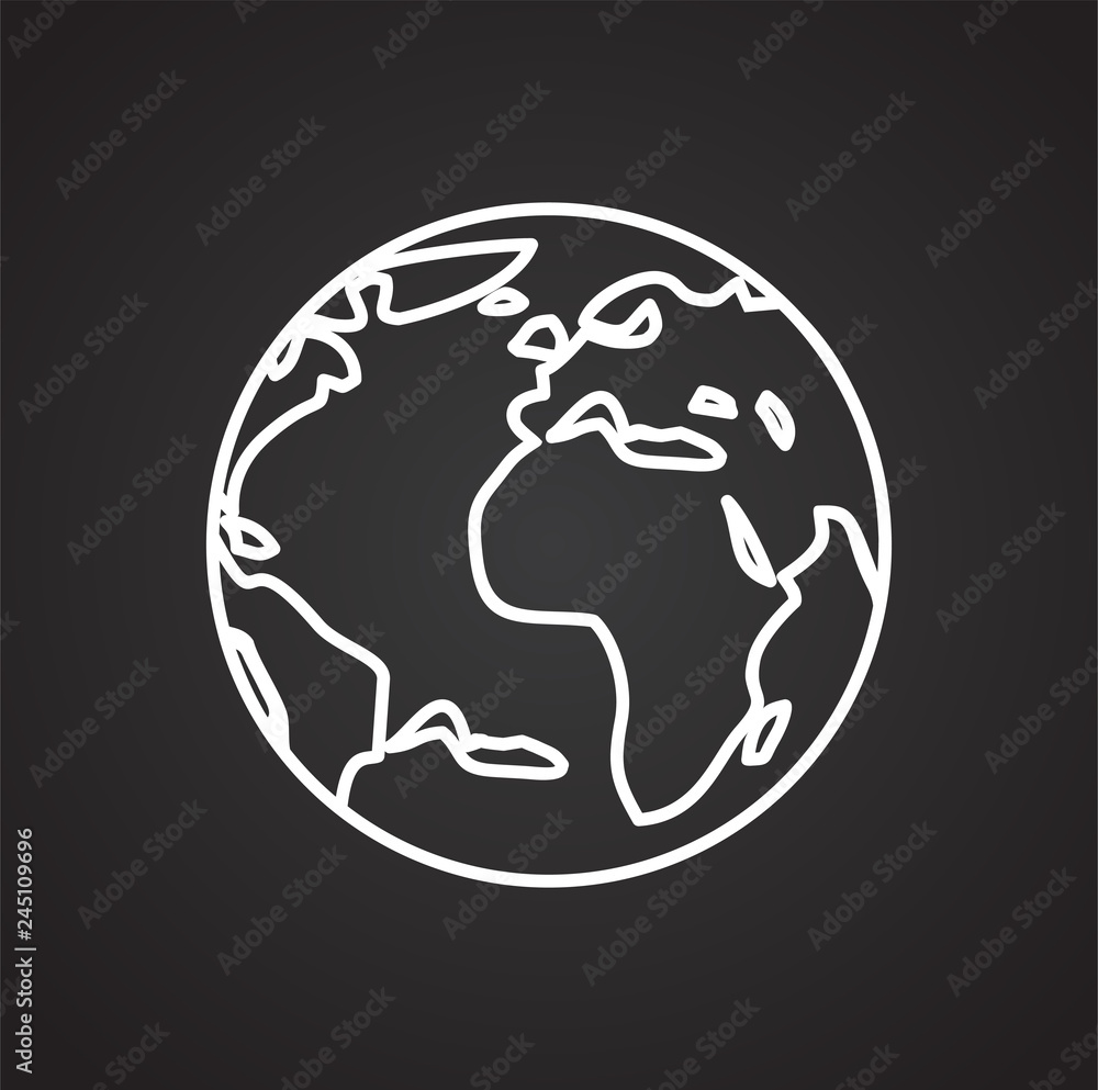 Globe icon on black background for graphic and web design, Modern simple vector sign. Internet concept. Trendy symbol for website design web button or mobile app Globe icon on black background for graphic and web design, Modern simple vector sign. Internet concept. Trendy symbol for website design web button or mobile app