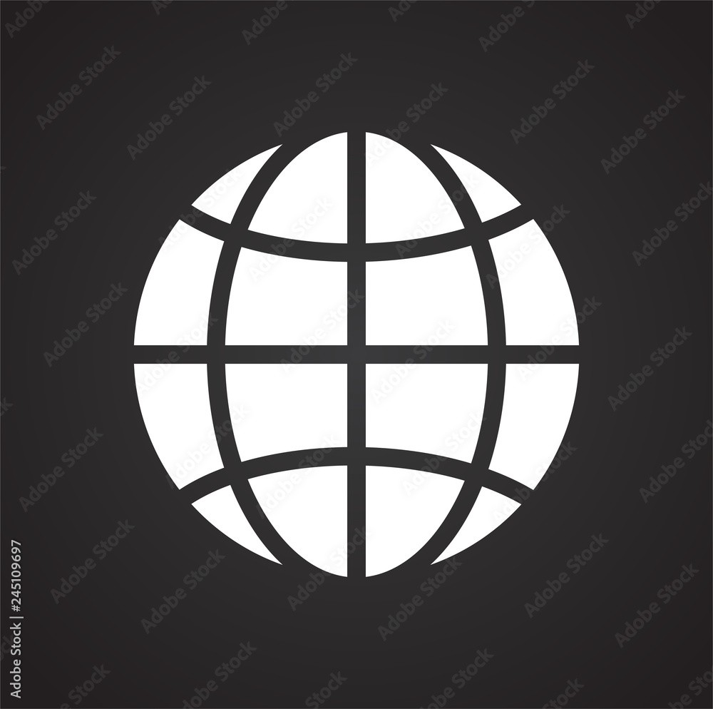 Globe icon on black background for graphic and web design, Modern simple vector sign. Internet concept. Trendy symbol for website design web button or mobile app Globe icon on black background for graphic and web design, Modern simple vector sign. Internet concept. Trendy symbol for website design web button or mobile app